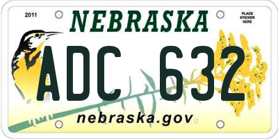 NE license plate ADC632