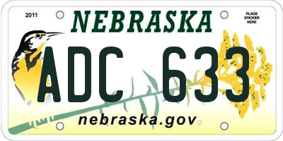 NE license plate ADC633