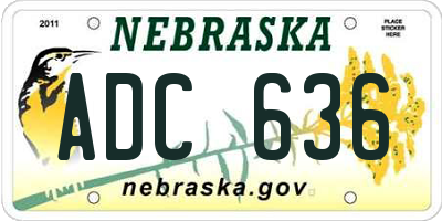 NE license plate ADC636