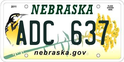 NE license plate ADC637