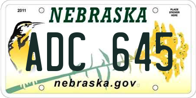 NE license plate ADC645