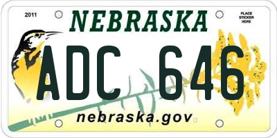 NE license plate ADC646