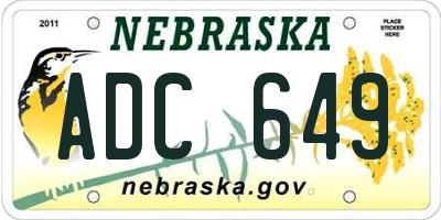 NE license plate ADC649