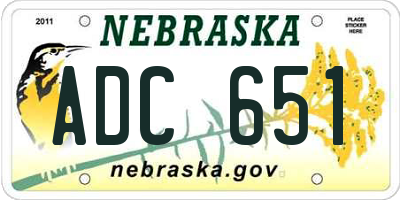 NE license plate ADC651