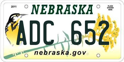 NE license plate ADC652