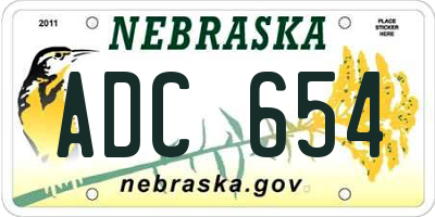 NE license plate ADC654