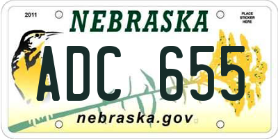 NE license plate ADC655