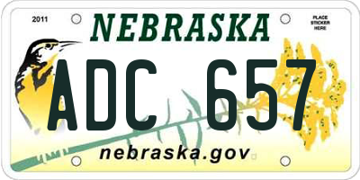 NE license plate ADC657