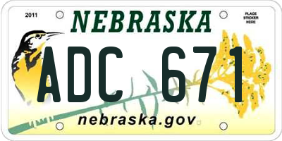 NE license plate ADC671