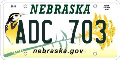 NE license plate ADC703