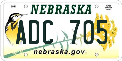 NE license plate ADC705
