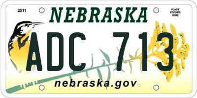 NE license plate ADC713