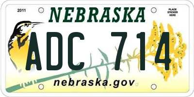 NE license plate ADC714