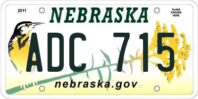 NE license plate ADC715