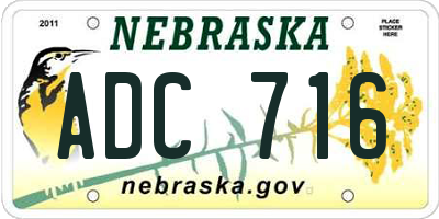 NE license plate ADC716