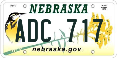NE license plate ADC717