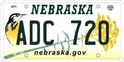 NE license plate ADC720