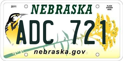 NE license plate ADC721