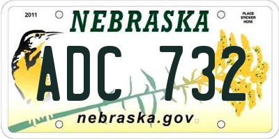NE license plate ADC732