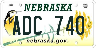 NE license plate ADC740