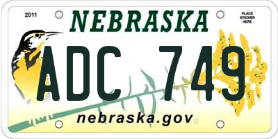 NE license plate ADC749
