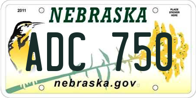 NE license plate ADC750