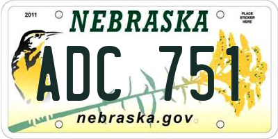 NE license plate ADC751