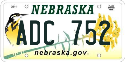 NE license plate ADC752
