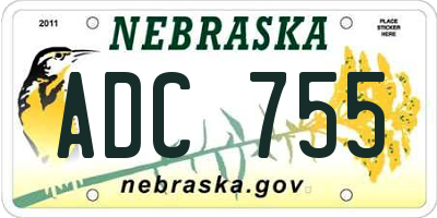 NE license plate ADC755