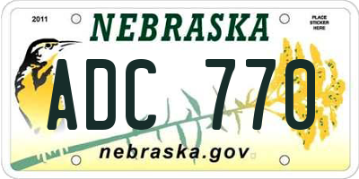 NE license plate ADC770