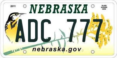 NE license plate ADC777