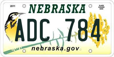 NE license plate ADC784