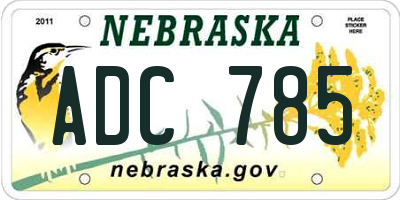 NE license plate ADC785