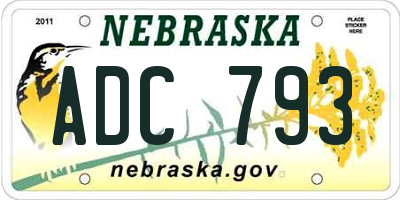 NE license plate ADC793