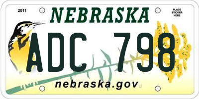 NE license plate ADC798