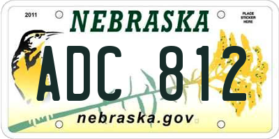NE license plate ADC812