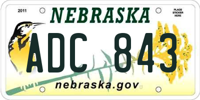 NE license plate ADC843