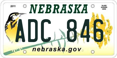 NE license plate ADC846