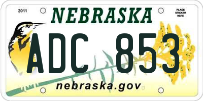 NE license plate ADC853