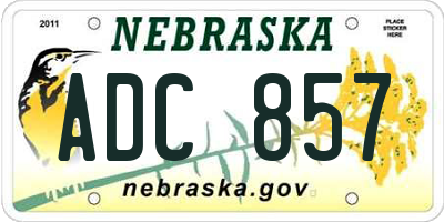 NE license plate ADC857