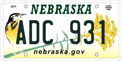 NE license plate ADC931