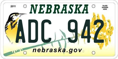 NE license plate ADC942