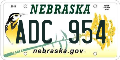 NE license plate ADC954