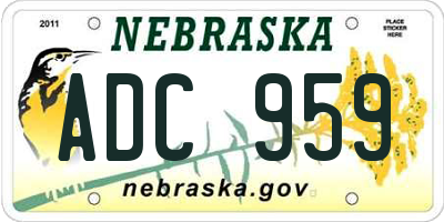 NE license plate ADC959