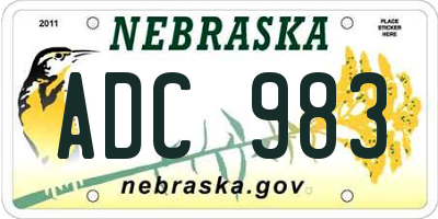 NE license plate ADC983