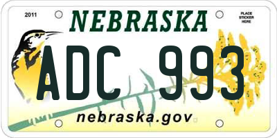 NE license plate ADC993