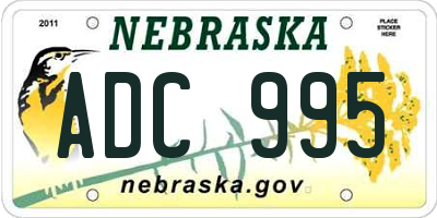 NE license plate ADC995
