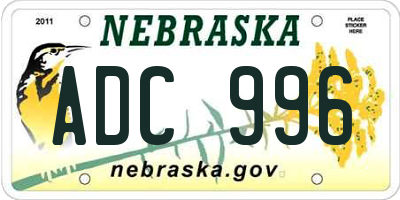 NE license plate ADC996