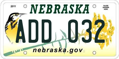 NE license plate ADD032