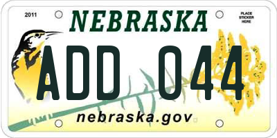 NE license plate ADD044